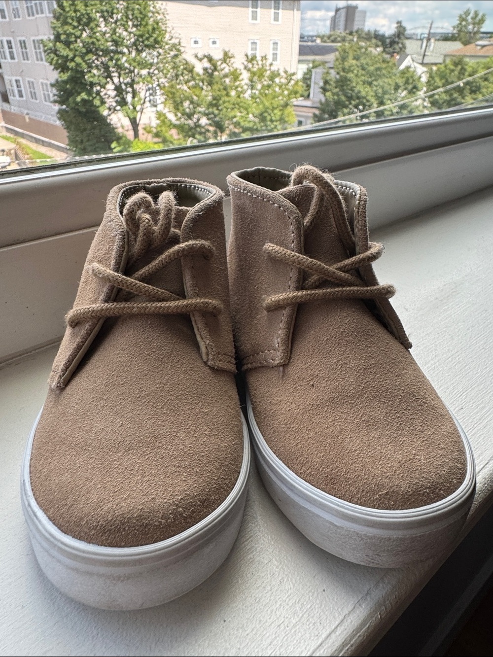 Janie and Jack Tan Suede Lace-Up Kids Sneakers with White Sole